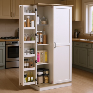 Freestanding Pantry <b>Cupboard</b> 70 Inch Cream White Adjustable <b>Shelves</b> Kitchen Storage Home Dining - Product Image 2
