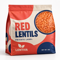 Sacs d'emballage alimentaire imprimés sur mesure pour lentilles rouges, pochette à fond plat refermable avec fermeture éclair, plastique laminé haute barrière