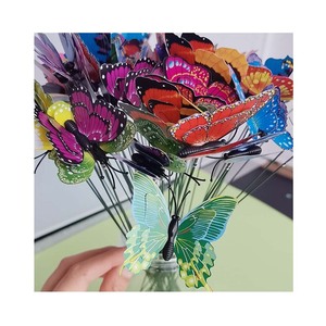 Bướm vườn đầy màu sắc trên gậy thu nhỏ trang trí sân vườn cổ tích nhà Lọ hoa trang trí bướm mô phỏng 3D - Product Image 4