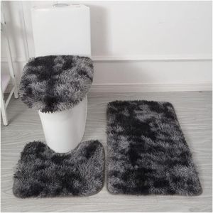 Ensemble de 3 tapis de salle de bain super doux, tapis antidérapant pour toilettes, baignoire et sol, tapis antidérapant en laine longue - Product Image 1