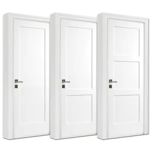 Style américain maison hôtel appartement mdf portes en bois design intérieur personnalisé chambre insonorisée 3 panneaux blanc shaker porte en bois massif