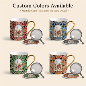 Mug en céramique de style ethnique vintage marocain de <span class=keywords><strong>Marrakech</strong></span> avec couvercle et infuseur à thé, personnalisable ODM/OEM - Product Image 2