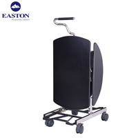 Chariot de service en chambre d'hôtel EASTON, pliable, avec cadre en acier inoxydable brossé, plateau en MDF, chariot de salle à manger 1070x910mm