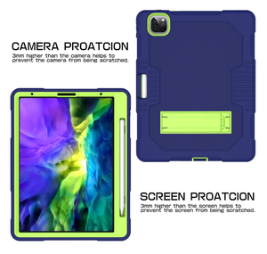 เคสแท็บเล็ตกันกระแทก,สำหรับ <span class=keywords><strong>iPad</strong></span> <span class=keywords><strong>Pro</strong></span> <span class=keywords><strong>12.9</strong></span>นิ้ว<span class=keywords><strong>2018</strong></span>/ 2020/2021พร้อมที่ใส่ดินสอทนทานเกราะมีขาตั้ง - Product Image 2