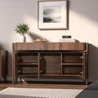Buffet en bois massif nordique, armoire de rangement en noyer, console minimaliste pour salon et entrée