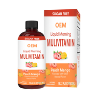 Multivitamine liquide sans sucre OEM - Mélange de nutriments essentiels pêche-mangue, 6 vitamines B + biotine pour le bien-être et la vitalité 450 ml