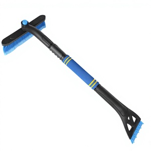 Pelle à neige et grattoir à glace rétractables en alliage d'aluminium et plastique jaune/bleu pour l'hiver - Product Image 1