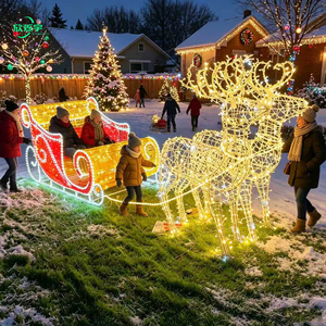 Decorazione <span class=keywords><strong>LED</strong></span> Gigante per Esterni: Slitta con Renne, Scultura 3D Luminosa per Eventi Natalizi Commerciali - Product Image 2