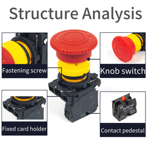 XB5 série d'interrupteurs à bouton XB5-21/31/<span class=keywords><strong>41</strong></span>/42 démarrage et arrêt de la tête champignon réinitialiser la clé d'arrêt d'urgence - Product Image 5