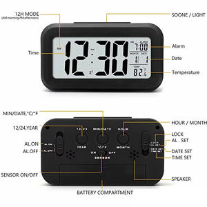 Réveil numérique intelligent pour enfants avec fonction Snooze, affichage de l'heure, du calendrier et de la température, sublimation, pour bureau - Product Image 6