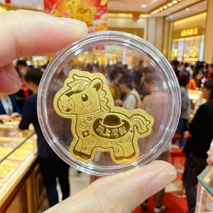 Autocollants pour téléphone portable en or 999 pur, nouvelle série pour l'année du Cheval, avec argent, adhésif au dos, 2 mg Conte - Product Image 4