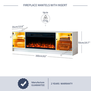 F-645 Modern Wood Long Large White 63 Inch Storage <strong>Fire</strong> Place <strong>Electric</strong> Fireplace Led <strong>TV</strong> <strong>Stand</strong> With Fireplace - Product Image 2