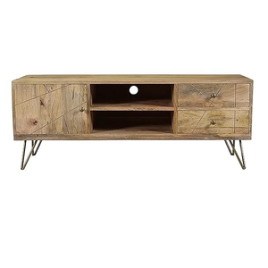 Meuble TV Jodhpuri Woods Korik en bois massif, console de divertissement artisanale, rangement moderne pour salon, durable et élégant - Product Image 2