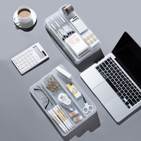 Boîte de rangement de bureau créative en plastique PP rectangulaire empilable de 2 L, minimaliste, multifonctionnelle, décoration de bureau et de maison