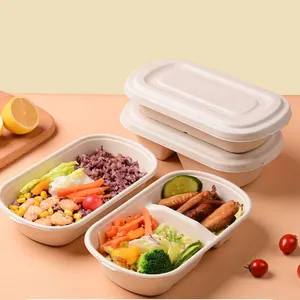 Composteerbaar Servies Biologisch Afbreekbaar Servies Suikerriet Clamshell Voedselcontainer Suikerrietkom Wegwerp Bagasse Lunchbox