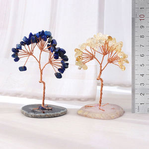 Venta al por Mayor de Árboles de la Suerte con Piedras Curativas Naturales, Rodajas de Ágata, Base de Cristal para Decoración del Hogar - Product Image 2