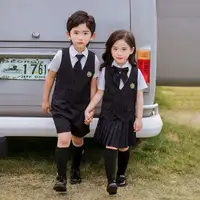 RG-夏のポリエステルスパンデックス織りブラックストライプ素材トラックスーツ幼稚園制服カラー