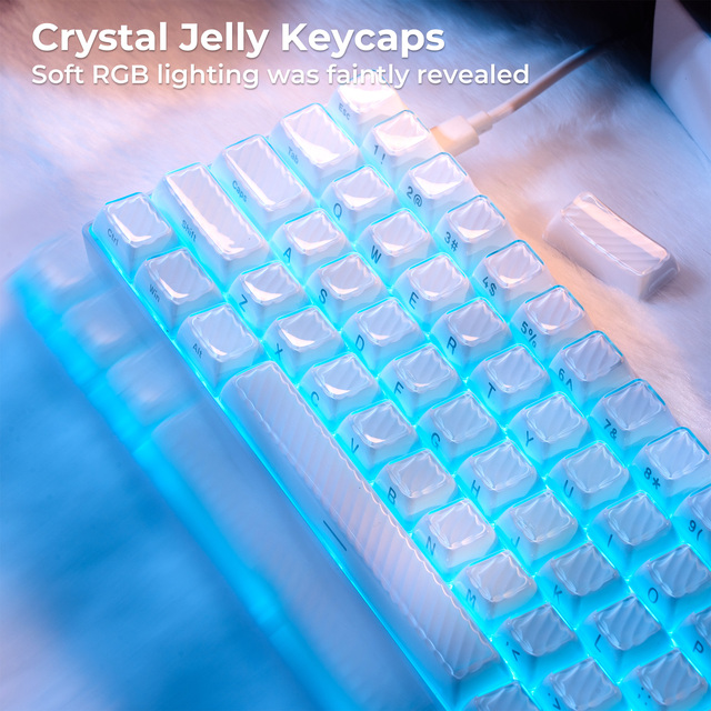 XVX Magic Wave Series OEM Profile Side-Print Ice-Cube Keycap Set (136-Key) Double Shot Inner-Ripple PBT+PC MX Switches