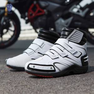 <span class=keywords><strong>Botas</strong></span> de cuero de carreras profesionales de moda de alta calidad para motociclistas, cierre de botón impermeable transpirable para montar en moto de primavera - Product Image 3