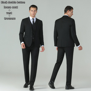 Trajes de negocios para hombre, botonadura única para <span class=keywords><strong>3</strong></span> piezas de fiesta, boda, graduación, diario, traje clásico negro para hombre - Product Image 4