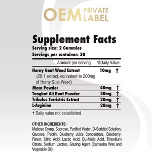 OEM Private Label arrapato erba di capra Epimedium Maca Root Ashwagandha L-arginina potenziamento piacevolmente Gummies integratori a base di erbe - Product Image 2