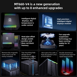 SNOWMAN MT660 Twin Towers 6 Heat Pipe CPU Heat Sink Copper Air Cooling <strong>Digital</strong> Displays ARGB <strong>Fan</strong> <strong>Computer</strong> Temperature <strong>Control</strong> - Product Image 3