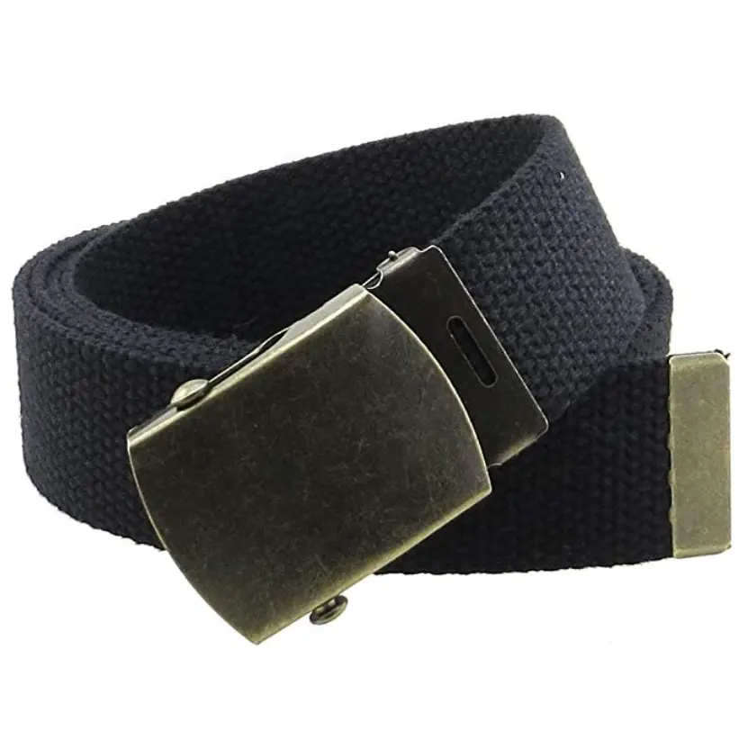 Cinturón de lona de algodón con hebilla de cierre fácil para niños, cinturón con hebilla ajustable para uniformes escolares