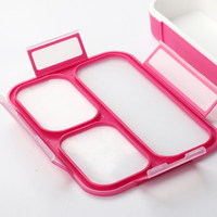 Boîte à lunch réutilisable en matière plastique Boîtes de rangement et bacs Couvercle de verrouillage Rectangle Boîte à bento 4 côtés personnalisée pour adulte