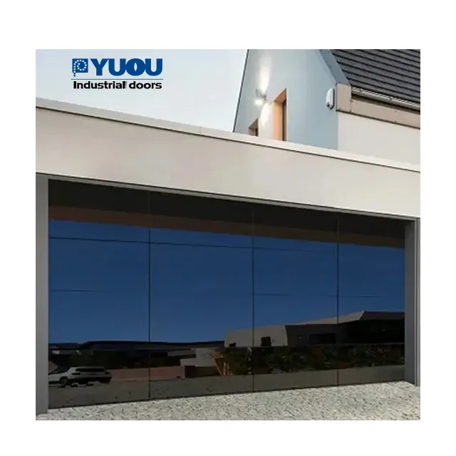 Yuou Offre Spéciale Sans Cadre Automatique Commercial Contemporain En Aluminium Trempé Plexiglas Portes De Garage Pour Les Maisons