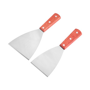 Stainless Steel Steak Spatula With Wooden Handle Mirror Finish For Pan Frying Baking Teppanyaki Jianbing - Product Image 1