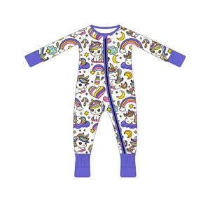 Nuovo Design <span class=keywords><strong>Pigiama</strong></span> Estivo per Neonati Manica Lunga in Bambù <span class=keywords><strong>con</strong></span> Stampa <span class=keywords><strong>Unicorno</strong></span> Cerniera YKK Comodo Antibatterico Abbigliamento per Bambini - Product Image 4