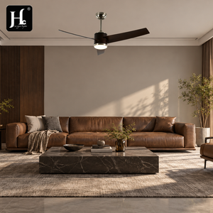 Ventilador de Techo Moderno de Tres Aspas Color Marrón Oscuro con Luz LED Integrada para Interiores de Dormitorios y Salas de Estar Contemporáneas - Product Image 1
