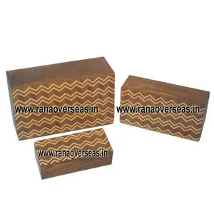 Wooden Trinket Keepsake Jewelry Storage Case Box With Zig Zag Pattern For Girls Jewels Organizer