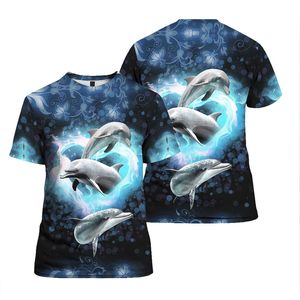 Camiseta <span class=keywords><strong>para</strong></span> hombre Cute Ocean Dolphin Pattern Teens Comfort Tops de manga corta Camiseta de cuello redondo personalizada con la última ropa de calle de fábrica - Product Image 1