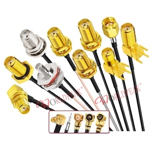 UFL U.fl SMA erkek RF anten uzatma 1.13mm 50ohm Pigtail kablo montajı için 4 delikli flanş Sma dişi bölme arka montaj - Product Image 1