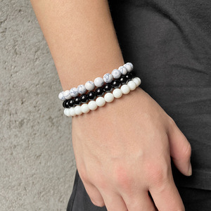 8mm Natural Stone <b>Bracelet</b> Sets 3Pcs/set Black Glass Beads Rose Quartz <b>Amethysts</b> Sodalite Hematite Trendy Men's Jewelry - Product Image 2