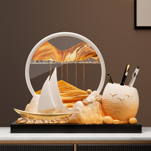 Porte-stylo Bateau à Voile Flottant, Décoration en Plastique avec Peinture de Sable, Cadeau de Bureau - Product Image 1