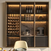 CASALANDER Armoire de rangement de cuisine murale contemporaine Verre acrylique Contreplaqué Armoire de cuisine modulaire avec îlot pour hôtel