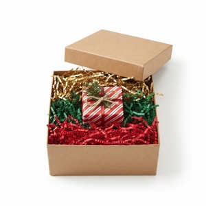 Custom <b>Kraft</b> Paper Gift <b>Box</b> Rigid Mailer Packaging <b>Box</b> with Shredded Paper Insert for Seasonal Retail - Product Image 6