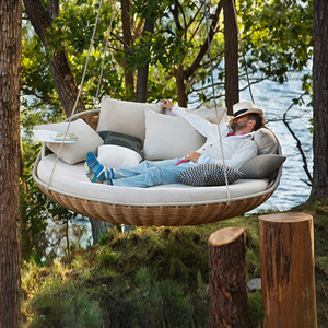 Oferta Especial Cama Colgante Redonda de Ratán Metálico Muebles de Jardín de Diseño Moderno para Exteriores Silla Hamaca de Patio para Uso en Parque - Product Image 2