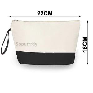 Pochette de maquillage en toile de coton personnalisable avec logo, étiquette vierge, pliable, résistante à l'eau, fermeture éclair, sacs de voyage - Product Image 2