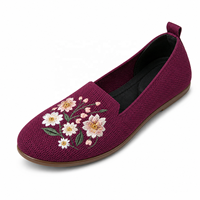 2026 Mocassins pour femme à broderie bouquet de marguerites, tige en maille volante, à enfiler, semelle extérieure souple en TPR, chaussures plates décontractées, Zapatos De Mujer