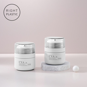 RiGHT PLASTIC <span class=keywords><strong>CYA</strong></span> 圆形胖型PETG乳液瓶30ML 50ML 白色现货化妆品真空泵瓶白色瓶身带盖 - Product Image 3