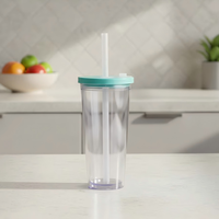 Tasse à thé au lait personnalisé de 700ml/24oz Bubble Pearl gobelet en plastique réutilisable à double paroi avec paille pour cadeaux et verres