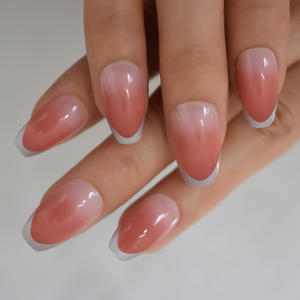 Prensa en las <span class=keywords><strong>uñas</strong></span> Ataúd con puntas francesas Ombre Pink Colors Productos de belleza brillantes Manicura - Product Image 4