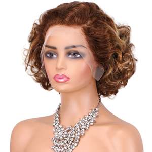 Peluca de Cabello Humano con Frente de Encaje 13X4 Amygirl, Ondas Sueltas, Color Negro Natural, Peluca de Cabello Humano 100% con Rizos Sueltos - Product Image 1