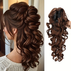 16 pollici di coda di cavallo extension Claw Clip con coulisse falso a <span class=keywords><strong>codino</strong></span> riccio ondulato coda sintetica parrucchino Pony capelli attaccati per le donne - Product Image 5