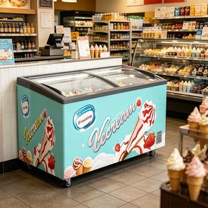 Couvercle en verre plat pour congélateur à glaces GOST-R, design à ouverture supérieure, accès facile pour le stockage et la présentation de glaces en vrac - Product Image 1