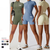 Combinaison de yoga une pièce pour femme, col halter, fermeture éclair sur le devant, taille haute, effet push-up, tenue de sport à séchage rapide