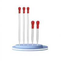 Pipette capillaire Pasteur Huaou en verre, tube compte-gouttes droit, type court, avec bulbe en latex rouge, modèle 1456